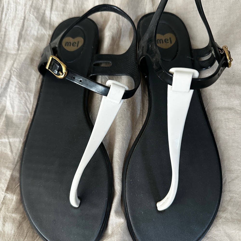 Melissa Black and White Minimalist Sandals